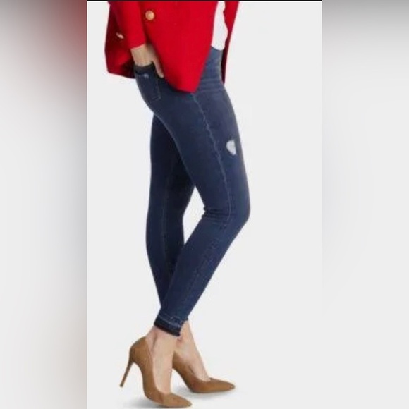 SPANX Women's Medium Wash distressed Ankle Skinny Jeans jeggings size Small new - Picture 2 of 8